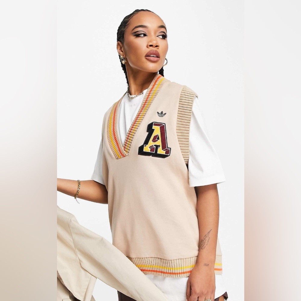 SOLD - Adidas Originals Knit Tank / Sweater Vest in beige